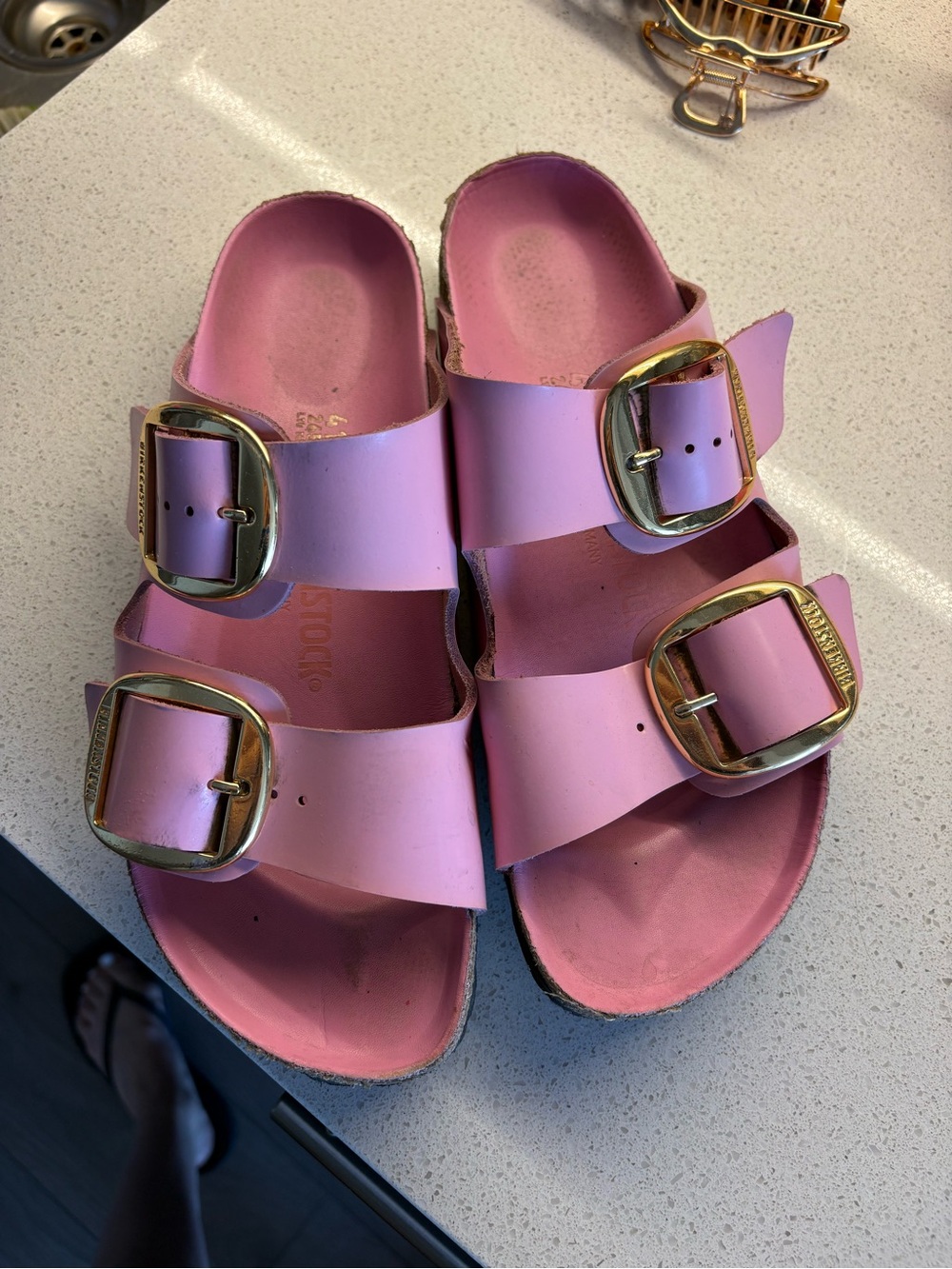 Birkenstock Pink Double-Buckle Slide Sandals
